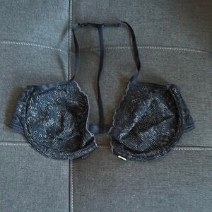 Black Lace Bra with Adjustable Straps and Rounded Cups